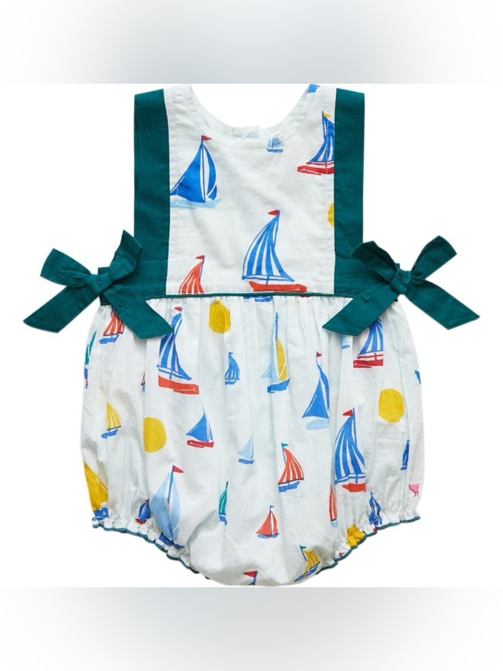 Pink Chicken Baby Amy Bubble Wan Blue Sailboats One Piece Romper Boat Print